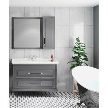 Denko Banyo Denko Albatros 100 cm Mdf Gri Banyo Dolabı Takımı