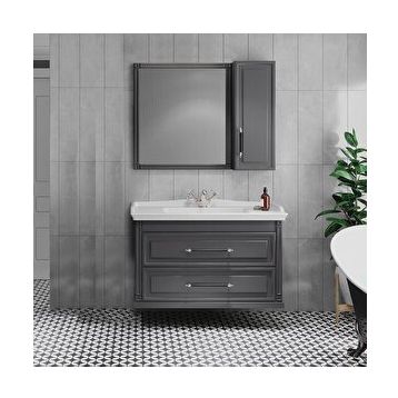 Denko Banyo Denko Albatros 100 cm Mdf Gri Banyo Dolabı Takımı