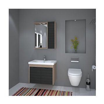 Denko Banyo Mostar Mat Gri 70 cm Banyo Dolabı
