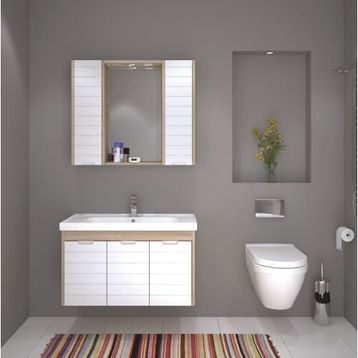 Denko Banyo Mostar Mat Gri 90 cm Banyo Dolabı