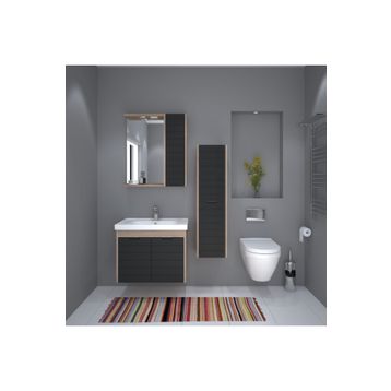 Denko Banyo Mostar Siyah 70 cm Banyo Dolabı