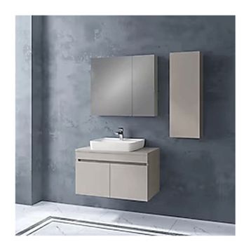 Denko Natalia 40 cm Mdf Kul Gri Banyo Dolabı Takımı ve Boy Dolabı