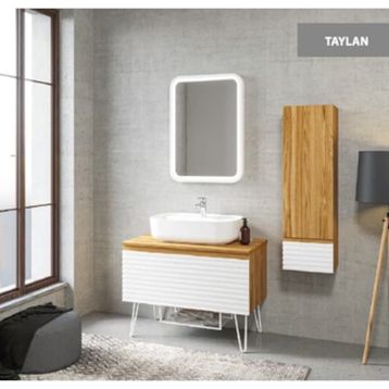Denko Taylan 85 cm Beyaz Banyo Dolabı