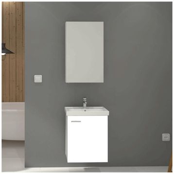 Denko Terra 50 cm Mdf Beyaz Banyo Dolabı Alt Modül ve Lavabo
