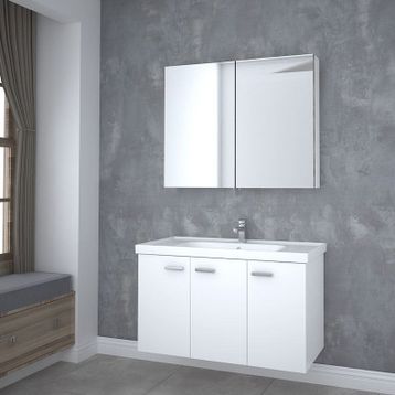 Denko Terra Beyaz 100 cm Banyo Dolabı