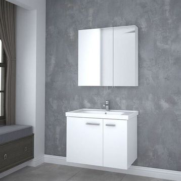 Denko Terra Beyaz Alize 80 cm Banyo Dolabı