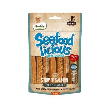 Dentalight Seafood Licious Kurutulmuş Somonlu 70 gr Şerit Köpek Ödül Maması