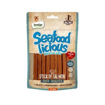 Dentalight Seafood Licious Kurutulmuş Somonlu Çubuk 70 gr Köpek Ödül Maması