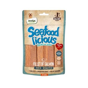 Dentalight Seafood Licious Kurutulmuş Somonlu Fileto 70 gr Köpek Ödül Maması