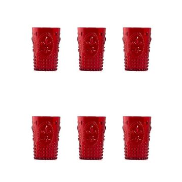 Depa 400 ml 6 Adet Akrilik Kırmızı Kahve Yanı Su Bardağı