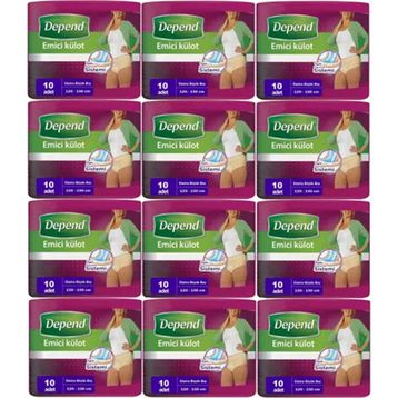 Depend 12 Paket 10'lu XL-Extra Büyük Emici Külot Kadın Hasta Bezi