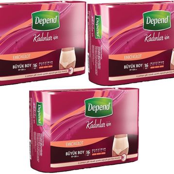 Depend 3’lü Set 16 Adet Eko Paket Büyük Kadın Emici Külot