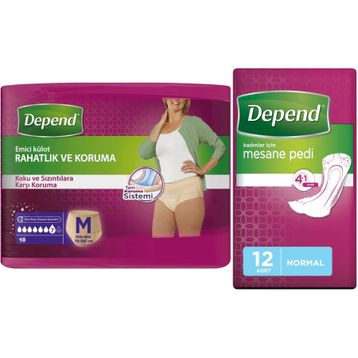 Depend Emici Külot M 10 Adet Lohusa Pedi+ Normal 12'li Kadın Mesane Pedi