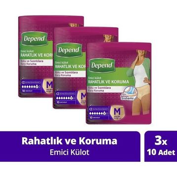 Depend Emici Külot Orta Boy 3x10 Adet Hasta Bezi