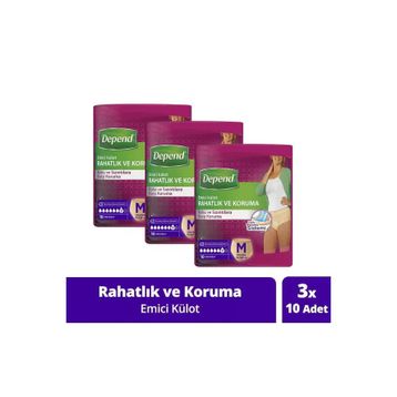 Depend Emici Külot Orta Boy 3x10 Adet Hasta Bezi