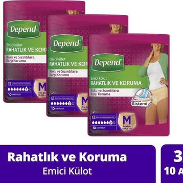 Depend Emici Külot Orta Boy 3x10 Adet Hasta Bezi