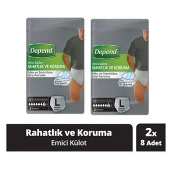Depend Erkek Büyük Boy 8+8 Adet Emici Külot