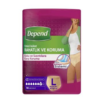 Depend Kadın L Beden 1 Paket 16 Adet Emici Külot