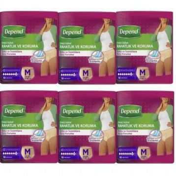 Depend Kadın Medium Orta Boy 6x10 Adet Emici Külot