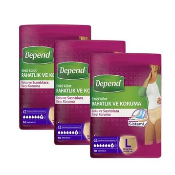 Depend L Büyük Boy 95-130 cm 3x30 Adet Kadın Emici Külot