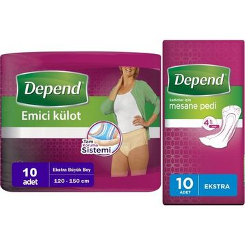 Depend XL Extra Büyük 10 Adet Kadın Emici Külot Lohusa Pedi + Ekstra 10'lu Kadın Mesane Pedi