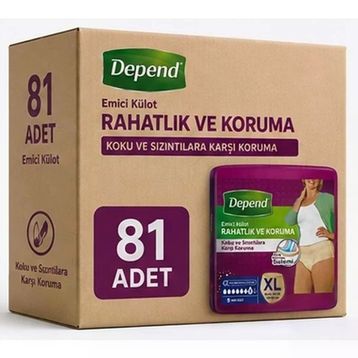 Depend XL Extra Büyük 9x9 Adet Emici Külot Hasta Bezi