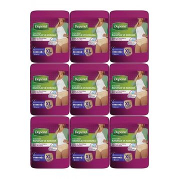 Depend XL Extra Büyük 9x9 Adet Emici Külot Hasta Bezi