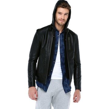 Dericlub E1055/K Silme Siyah Gerçek Deri Erkek Mont