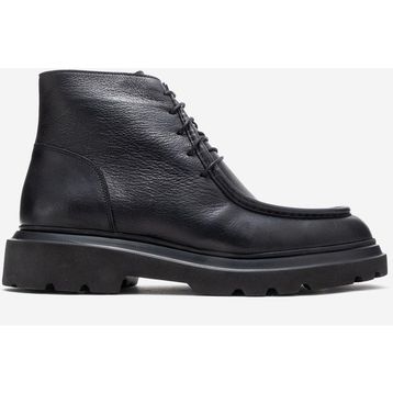 Dericlub FR 54086 Siyah Kalın Taban Bağcıklı Gerçek Deri Erkek Bot