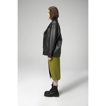 Dericlub WM019 Oversize Biker Deri Siyah Kadın Mont