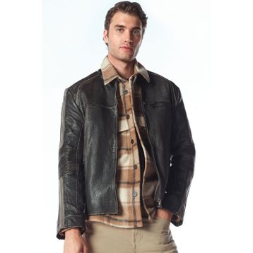 Derimod 25WGF65862R Barry Erkek Gri Hakim Yaka Slim Fit Deri Mont