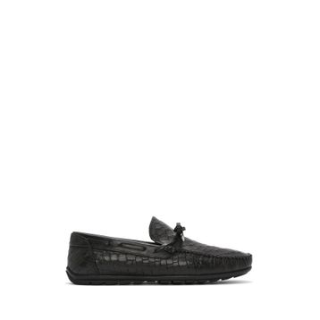 Derimod 26SFD7544E3 Erkek Siyah Kroko Deri Loafer