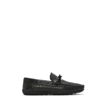Derimod 26SFD7544E3 Erkek Siyah Kroko Deri Loafer