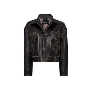 Derimod Anita 25WGD5330G6 Kahverengi Oversize Vintage Deri Kadın Mont
