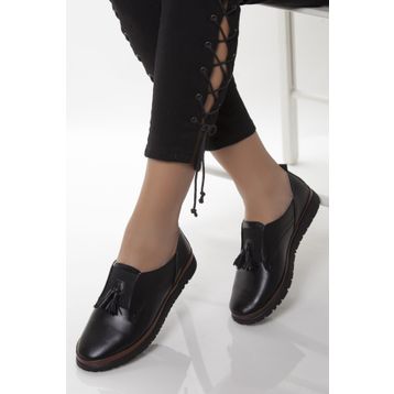 Deripabuc DP06-4106 Siyah Hakiki Deri Kadın Ayakkabı