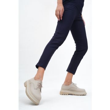 Deripabuc TRC-216774 Bej Hakiki Deri Kadın Loafer Ayakkabı