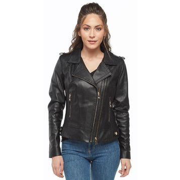 Deriza Jumbo Siyah Kadın Deri Mont