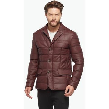 Deriza Morazzi Blazer Şişme Deri Bordo Erkek Ceket