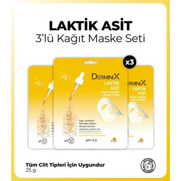 Derminix 3 Adet Laktik Asit Kağıt Maske