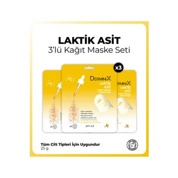 Derminix 3 Adet Laktik Asit Kağıt Maske