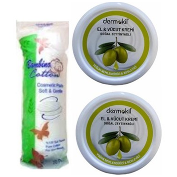 Dermokil El Kremi Zeytinyağlı 3x220 ml + Makyaj Pamuğu