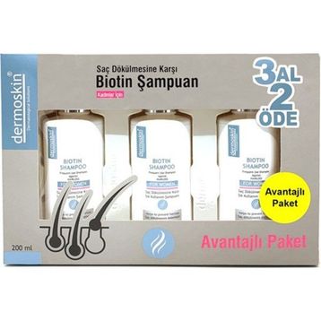 Dermoskin Biotin Avantajlı Paket 3 Al 2 Öde Saç Dökülmelerine Karşı Şampuan