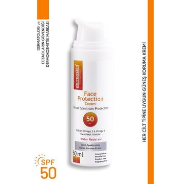 Dermoskin Face Protection Suya Dayanıklı Tüm Cilt Tipleri İçin SPF50+ 50 ml Güneş Kremi