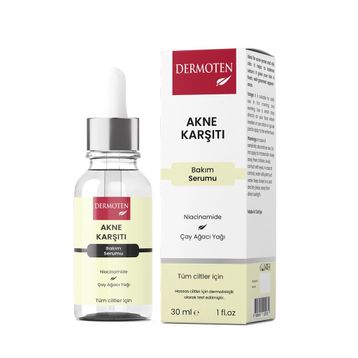 Dermoten 30 ml Niacinamide ve Çay Ağacı Yağı İçeren Akne Karşıtı Cilt Bakım Serumu