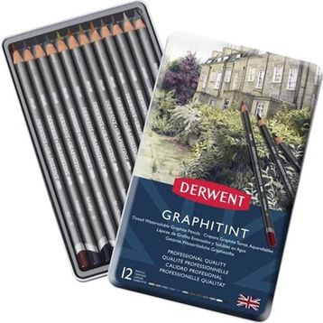 Derwent Graphitint Sulandırılabilen 12'li Set Renkli Grafit Kalem
