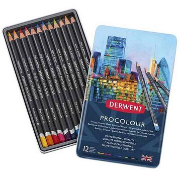 Derwent Procolour 12'li Set Teneke Kutu Kuruboya