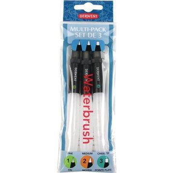 Derwent Waterbrush Su Hazneli Fiber Uçlu 3'lü Fırça