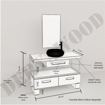 Deryawood Açık Ceviz Aves Ahşap Çekmeceli Banyo Dolabı