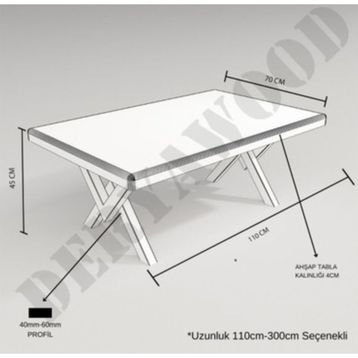 Deryawood Açık Ceviz Masif Ahşap Quercus Sulamalı Orta Sehpa