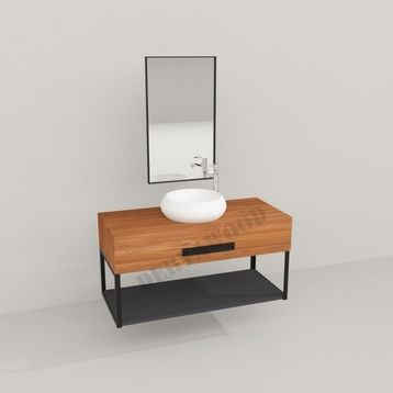 Deryawood Açık Ceviz Wind Ahşap Banyo Rafı